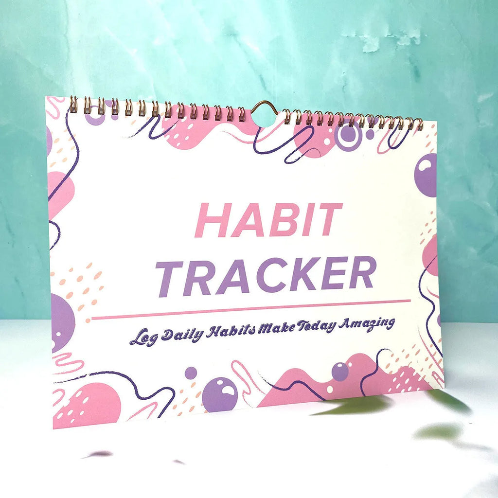 A4 habit tracking journal with 12 pages in four colour options for daily schedule planning