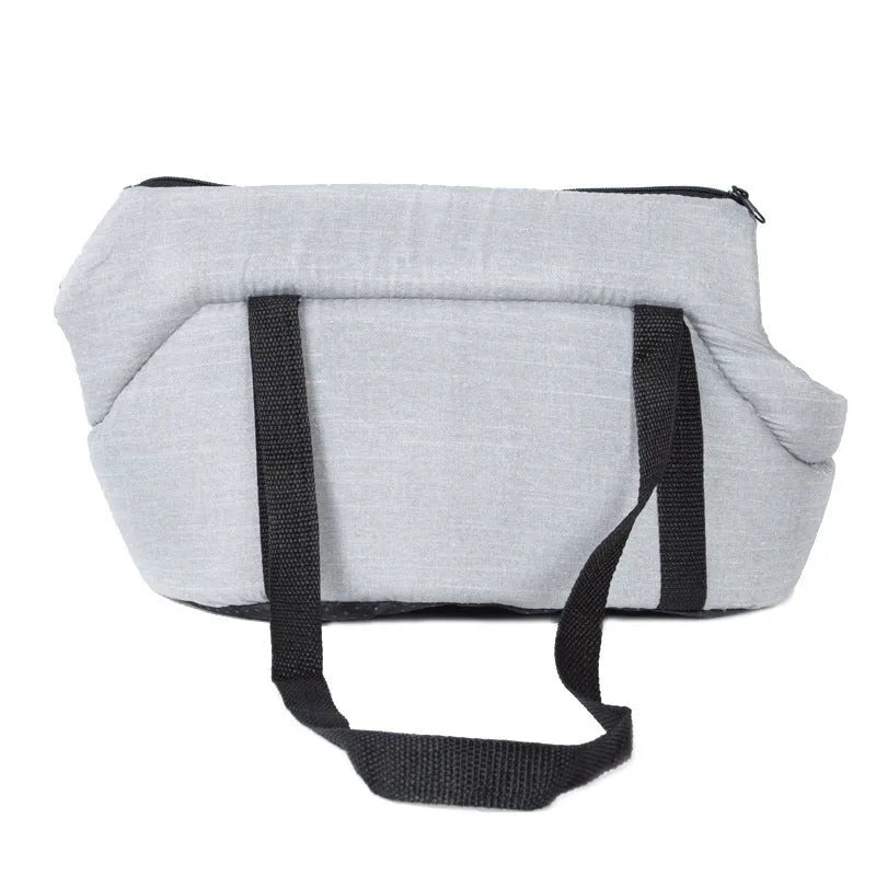 Portable mesh dog carrier bag for small pets, available in Gray and Red, with foldable design
