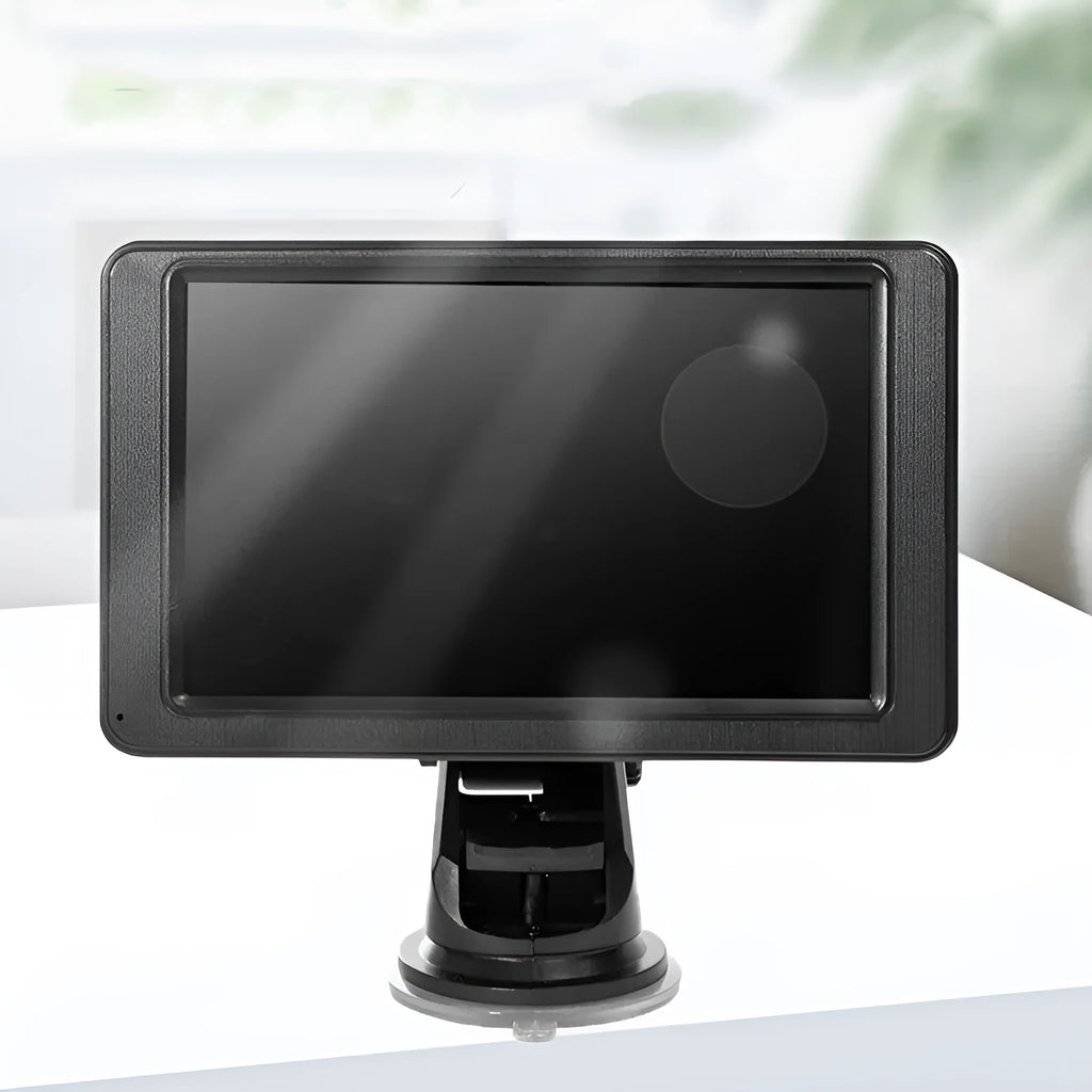 Black vehicle MP5 player with 7-inch screen mounted on universal car bracket