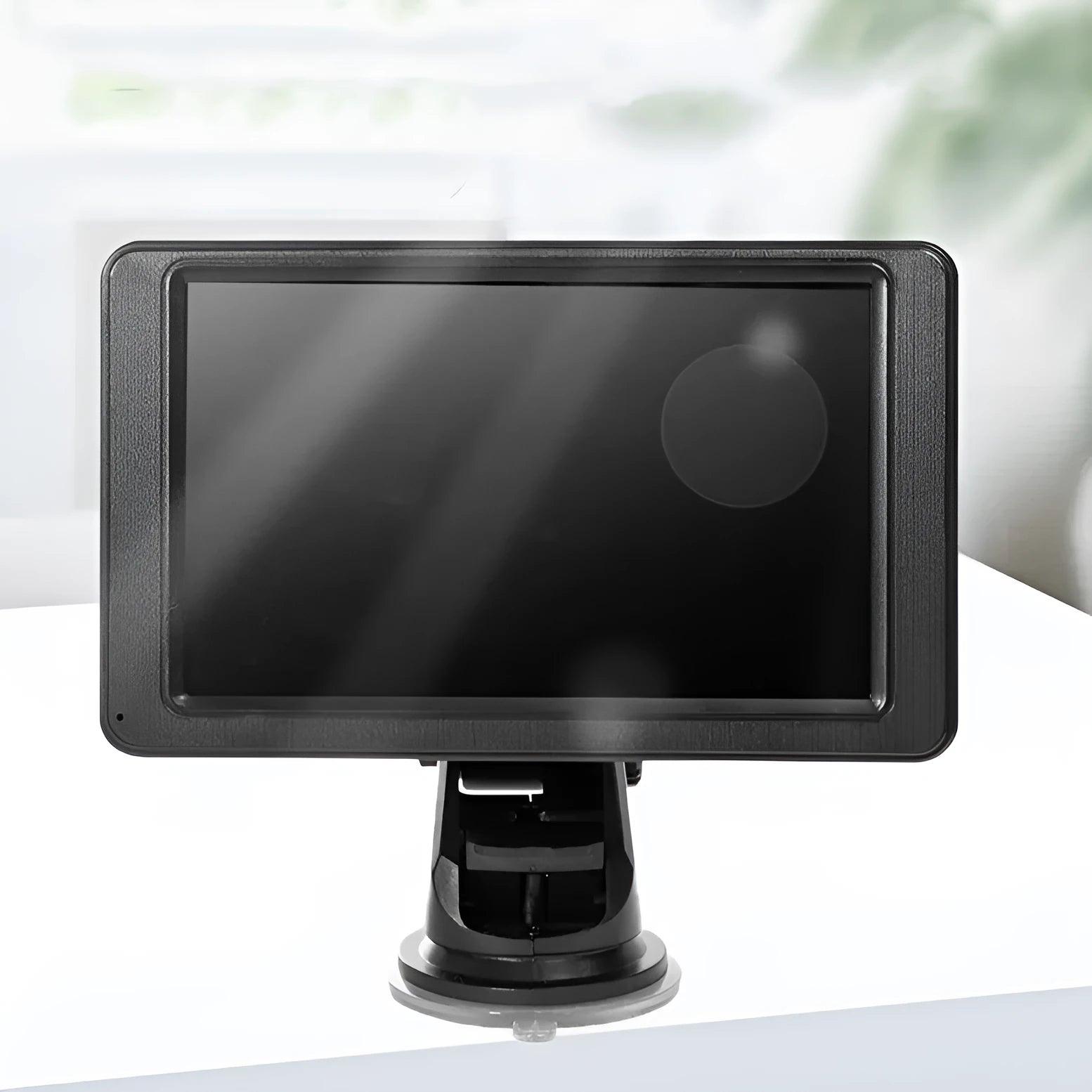 Black vehicle MP5 player with 7-inch screen mounted on universal car bracket