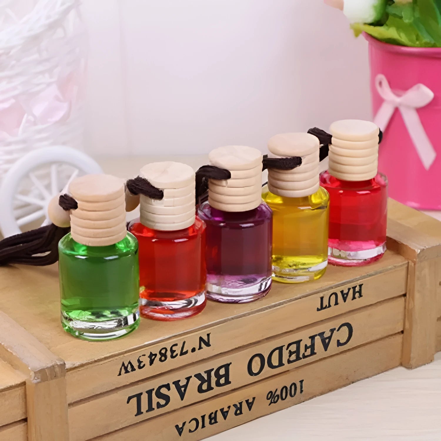 Glass bottle car air freshener hanging ornament with 55g fragrance content