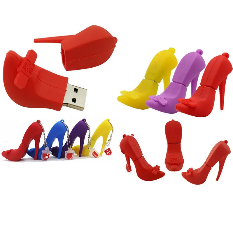 Red PVC USB flash drive with extended USB connector, showing compact size and push-pull design.