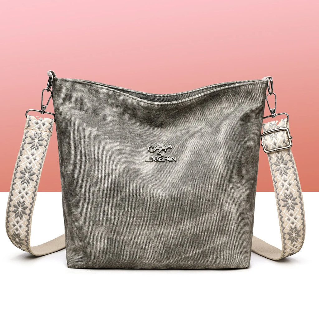 Soft PU crossbody shoulder bag in pink, grey or yellow with polyester lining