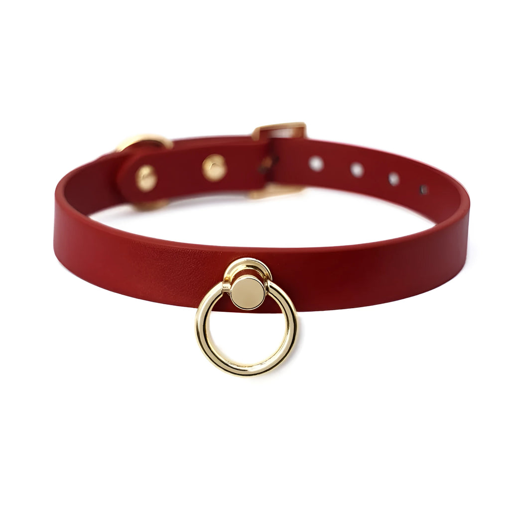 Leather dog training collar with drag chain in black and red colour options
