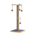 Windmill-themed cat climbing frame toy made from pine wood with a carpet leather scratch surface and a hanging ball.