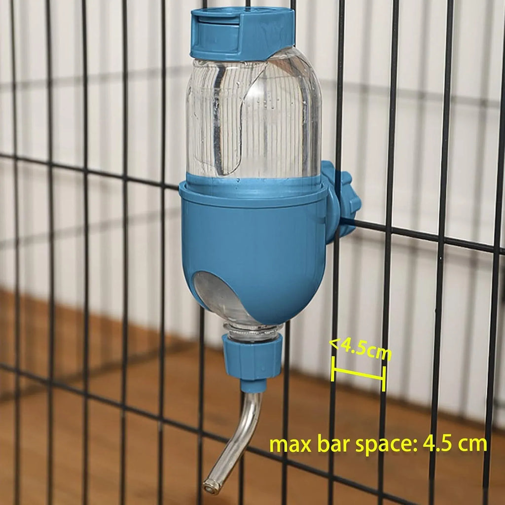 Small animal cage water bottle with rotatable nozzle in blue, white, or yellow options