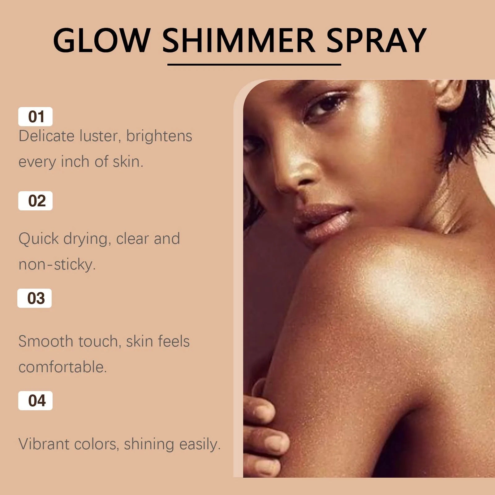 100ml Shiny Body Glitter Spray bottle with spray cap for face and body application.