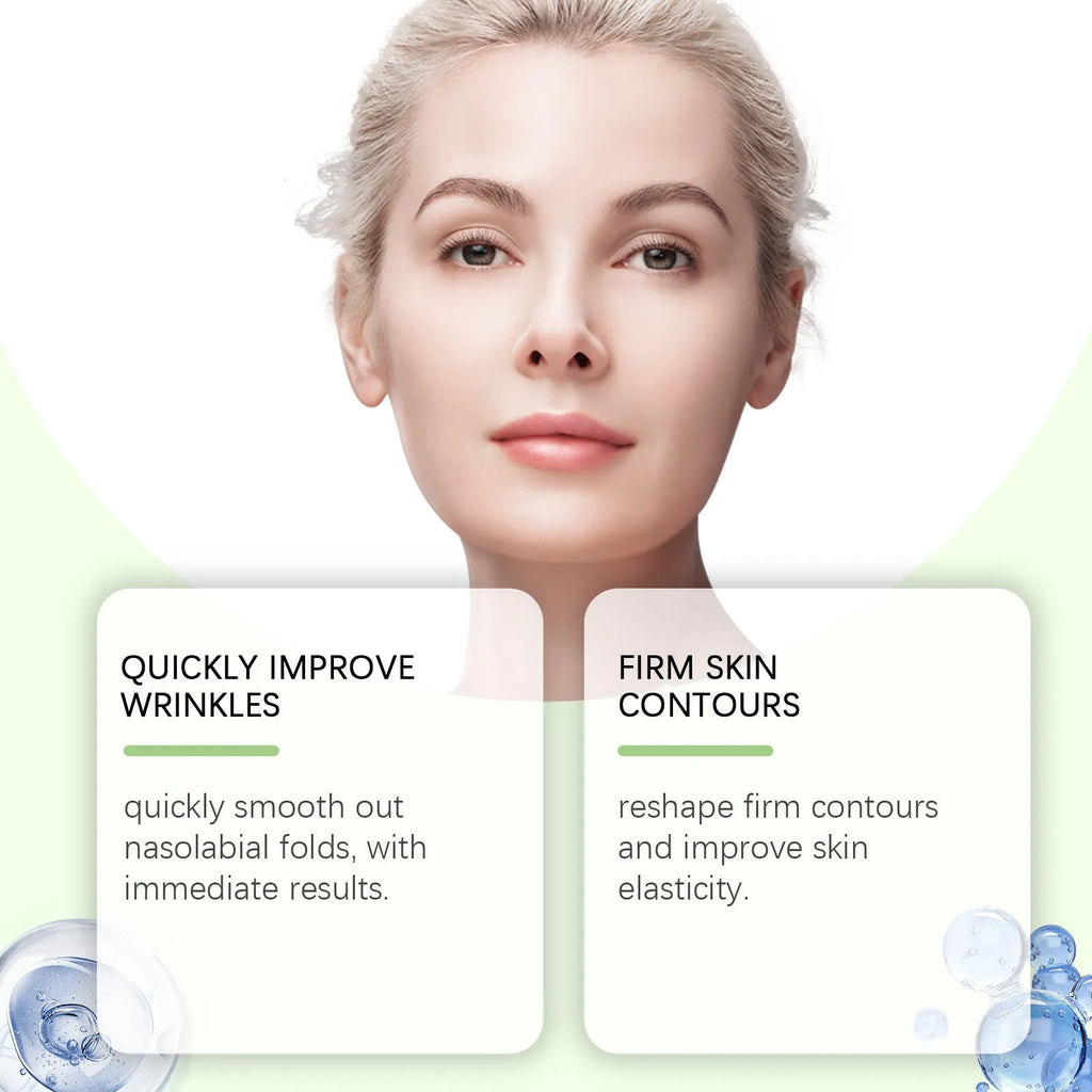 Two rectangular collagen and hyaluronic acid facial patches for skin firming care