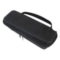 Black EVA Bluetooth speaker storage case with climbing carabiner, grey inner lining, size 280x100x90mm