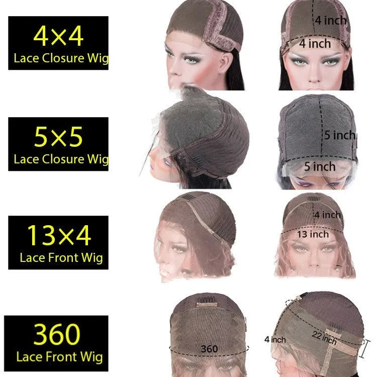 A woman wearing a star fashion style human hair lace front wig with a 4x4 lace hairline.