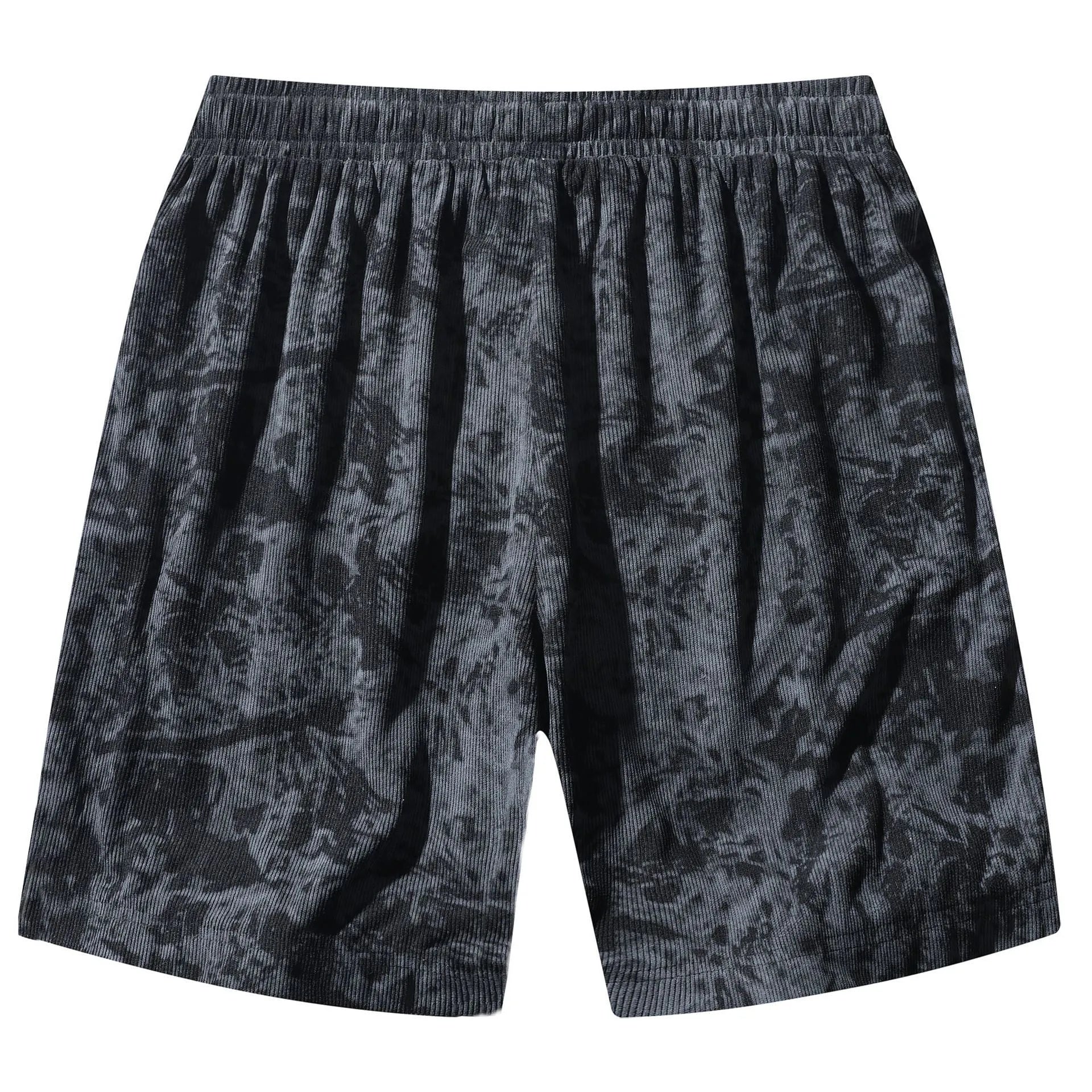 Men's camouflage pattern athletic shorts in corduroy fabric with micro elasticity