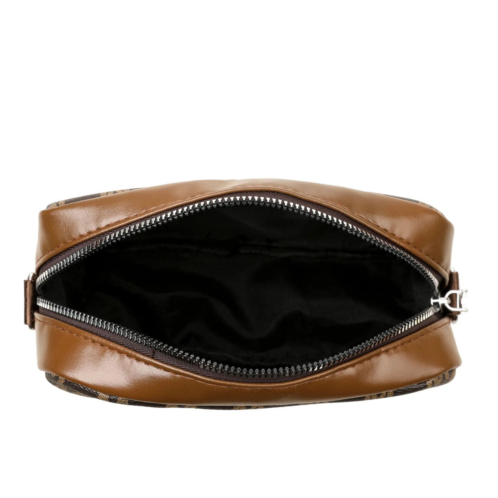 PU leather crossbody bag with wide shoulder strap and three-dimensional front pocket