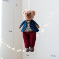 Couple plush bear dolls in plaid suits - gentleman bear and princess bear