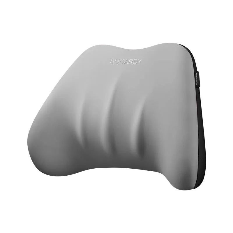 Memory foam lumbar support and neck pillow car cushion set in a choice of six colours.