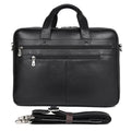 Genuine Nappa leather handbag briefcase for men, solid black, business travel bag