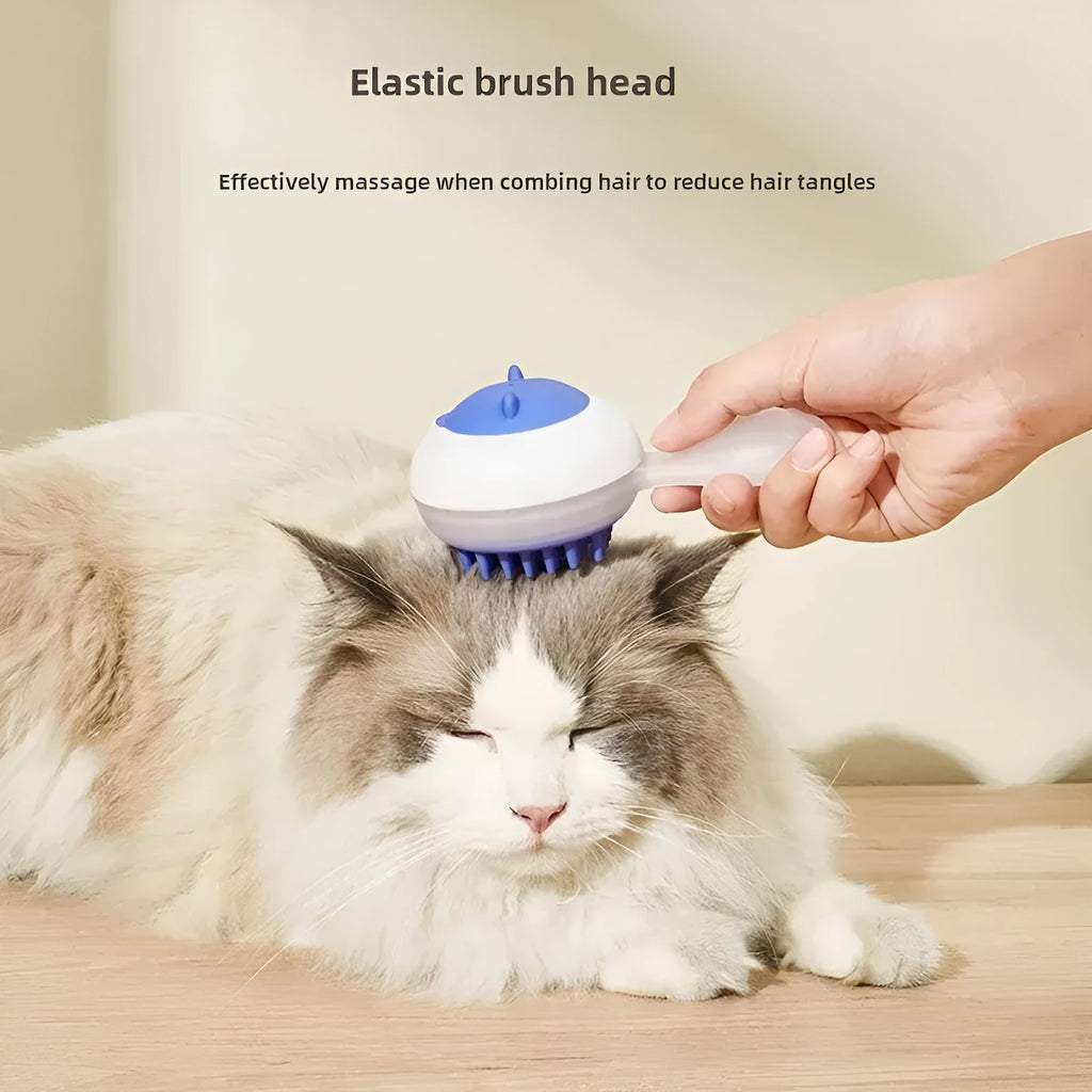 Automatic cleaning pet bath brush with soft gel massage head in blue and orange colour options