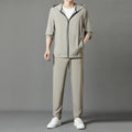 Korean-style loose grey sun-protective hooded suit with trousers for summer leisure wear
