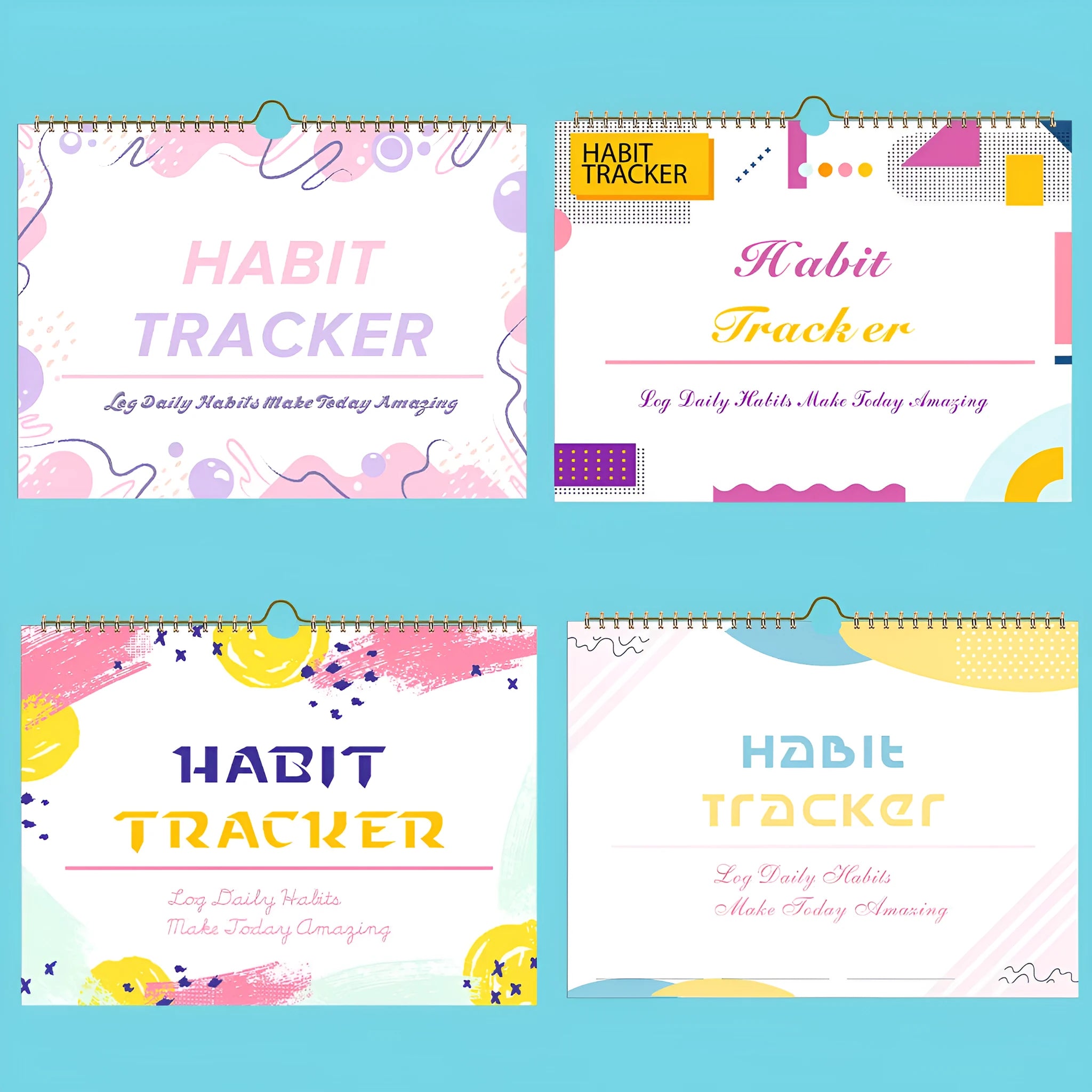 A4 habit tracking journal with 12 pages in four colour options for daily schedule planning
