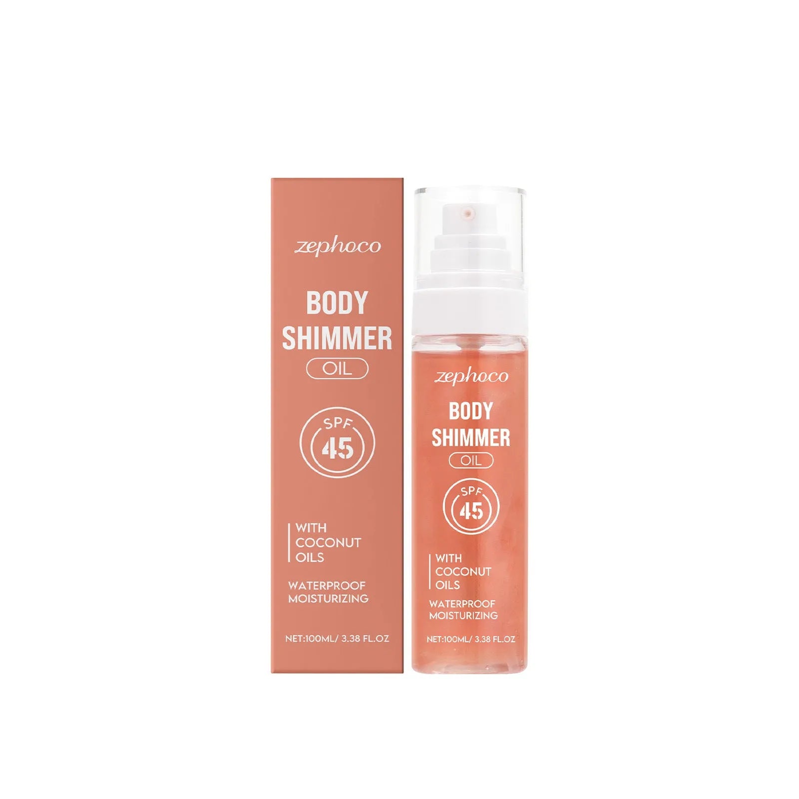 100ml sun protection body oil with coconut and avocado oil in clear bottle