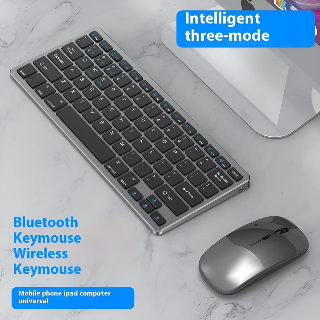 Ultra-thin wireless keyboard and mouse combo in black, silver, or gun colour with receiver and keyboard cover
