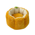 Pumpkin-shaped pet nest mat with raised sides and cotton filling for cat bedding in two sizes