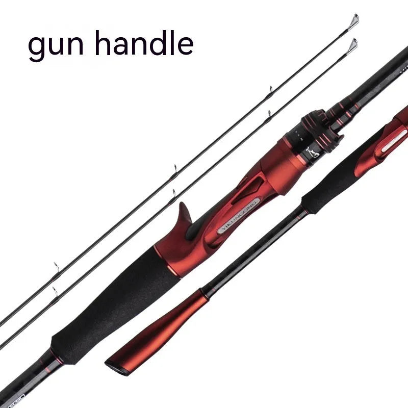 Carbon ultralight fishing rod showing pikestaff and straight handle options for lure fishing.