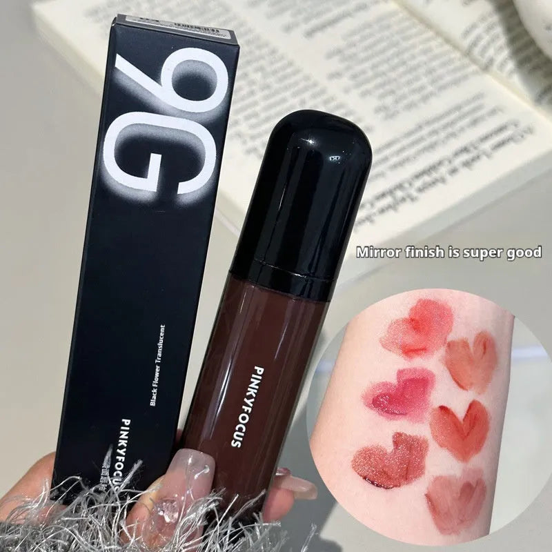 Black Shiny Mirror Lip Lacquer in six colour variants including Black Tomato and Black Orange Brown