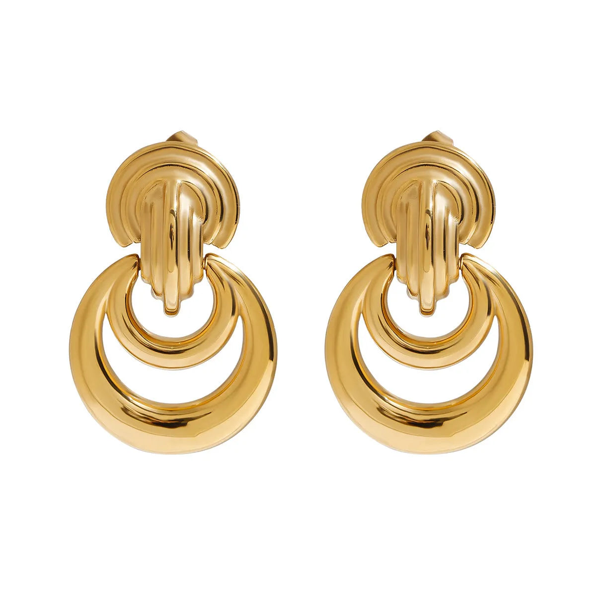 Pair of geometric stainless steel earrings with titanium steel ornament, colour JDE0102013