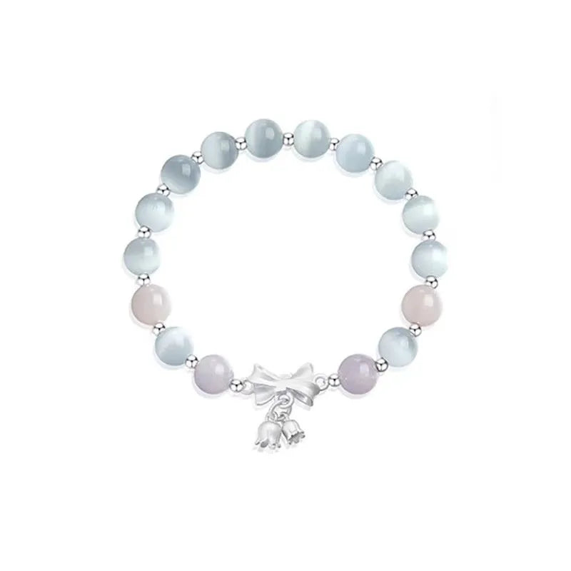 Lavender amethyst opal bowknot bracelet with electroplated finish, 10mm crystal jewellery for women