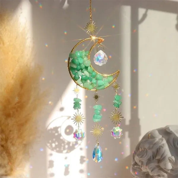 K9 crystal moon pendant car accessory on a 420mm chain in sky blue colour.