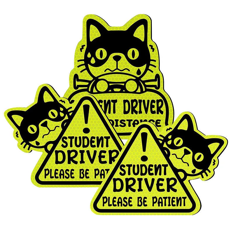 Set of three reflective magnetic stickers with animal designs for car decoration