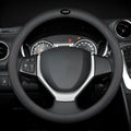 Black steering wheel cover with Napa leather texture on 38cm diameter wheel