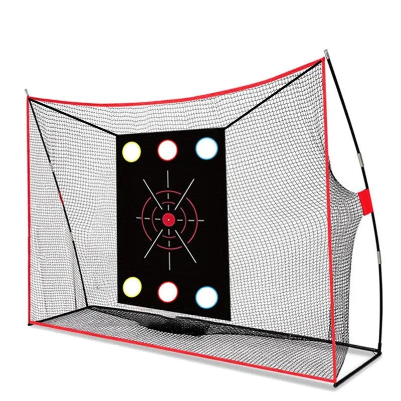 Golf wedge training net set with straw mat, practice balls, and accessories for short game practice