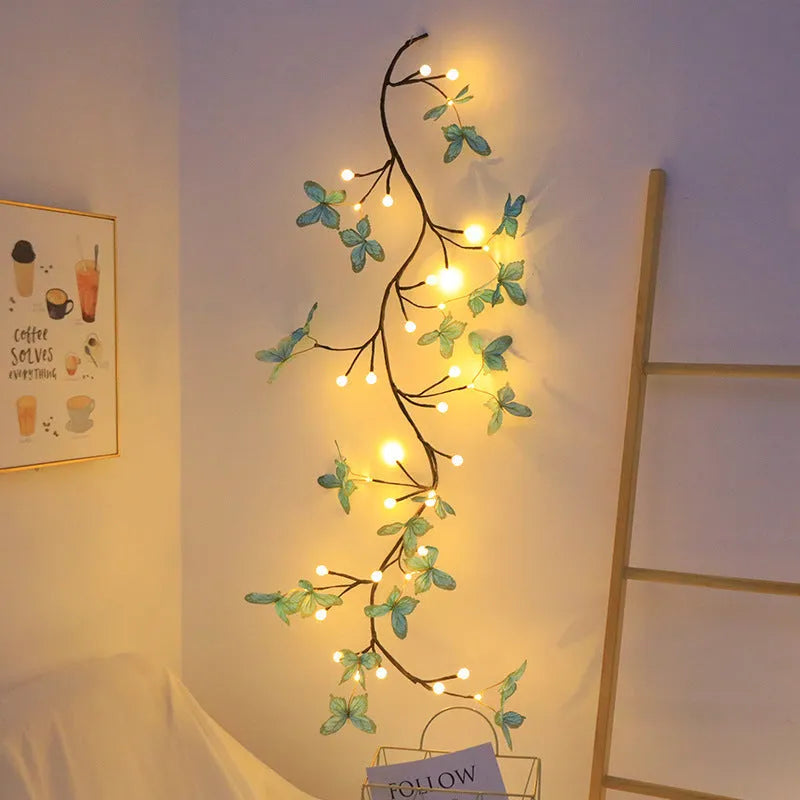 1.8m tall LED butterfly tree rattan lamp with flexible branches and colour-changing lights