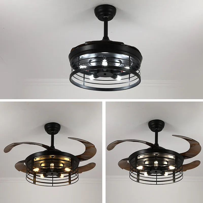 42 inch industrial style ceiling fan lamp with acrylic blades and remote control