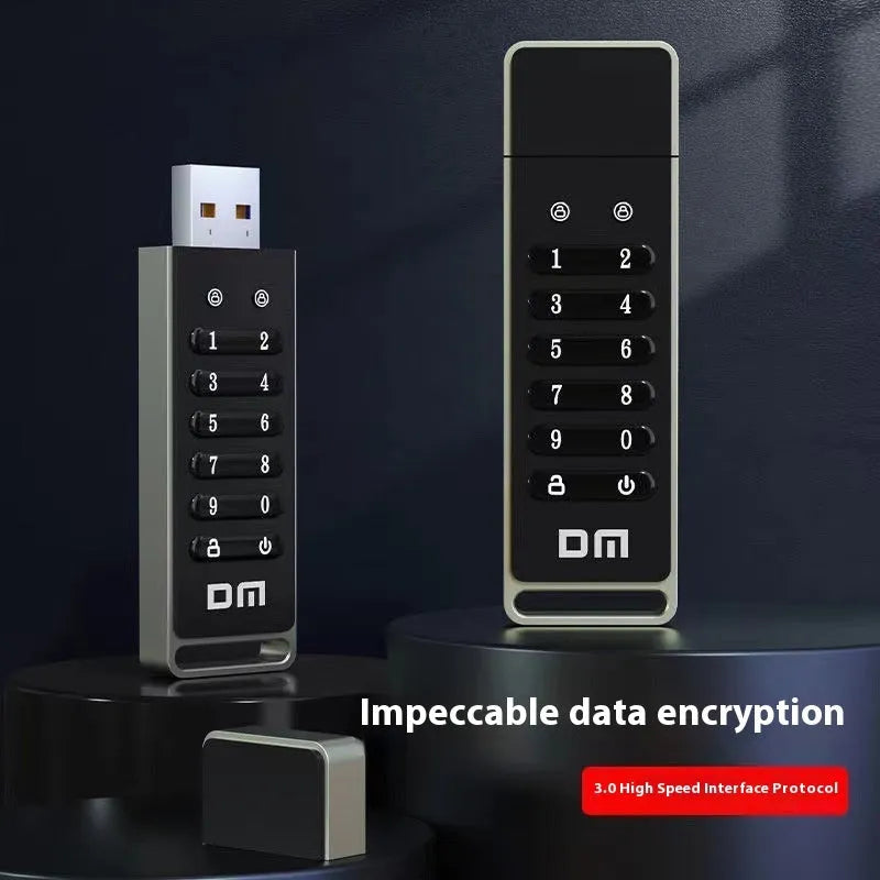 64GB fingerprint security USB flash drive with metal casing and digital encryption button