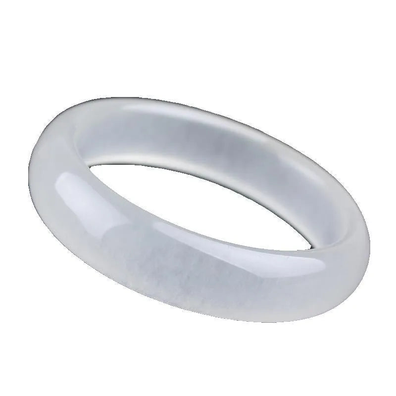 Gao Bing white jade bracelet in modern simplicity style showing flat rod and round rod shape options.