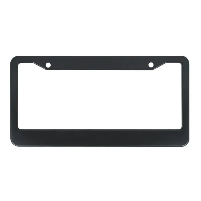 Aluminium alloy licence plate frame for American cars in black and silver oxide colours showing three hole pattern options