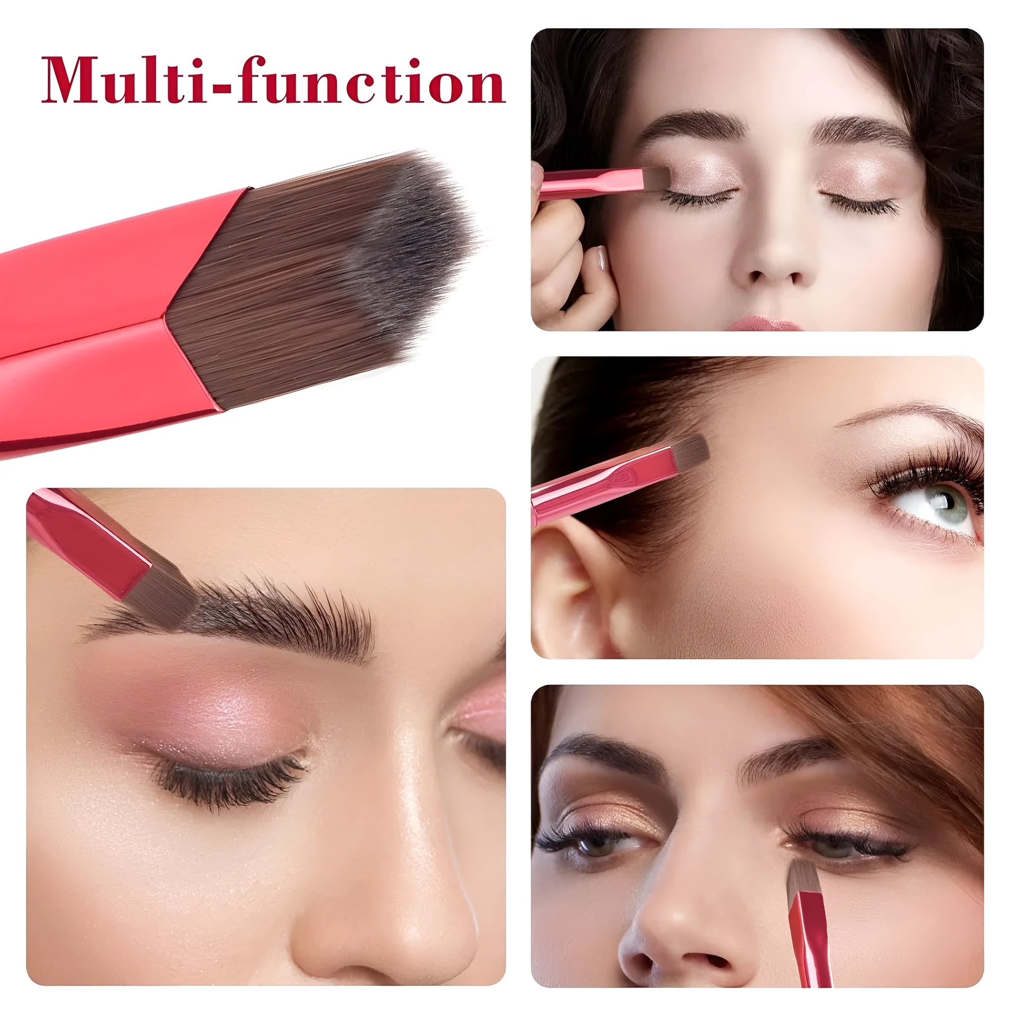 Angled eyebrow stamp brush with square design for precision brow filling and multi-function makeup application