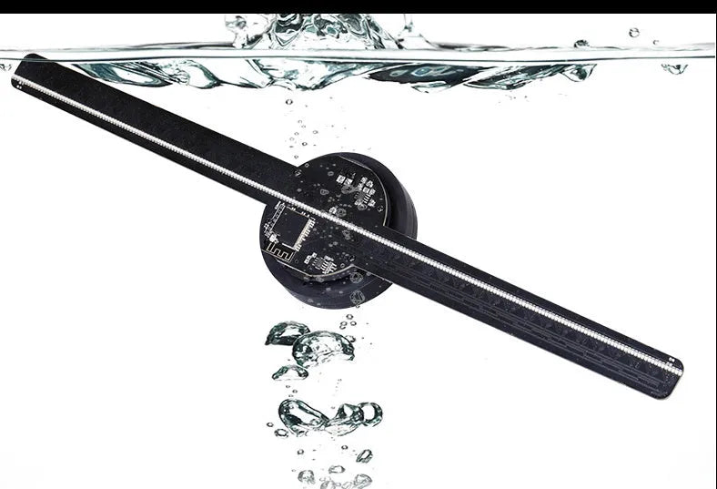 Black naked eye 3D holographic advertising fan screen with 430mm square display.