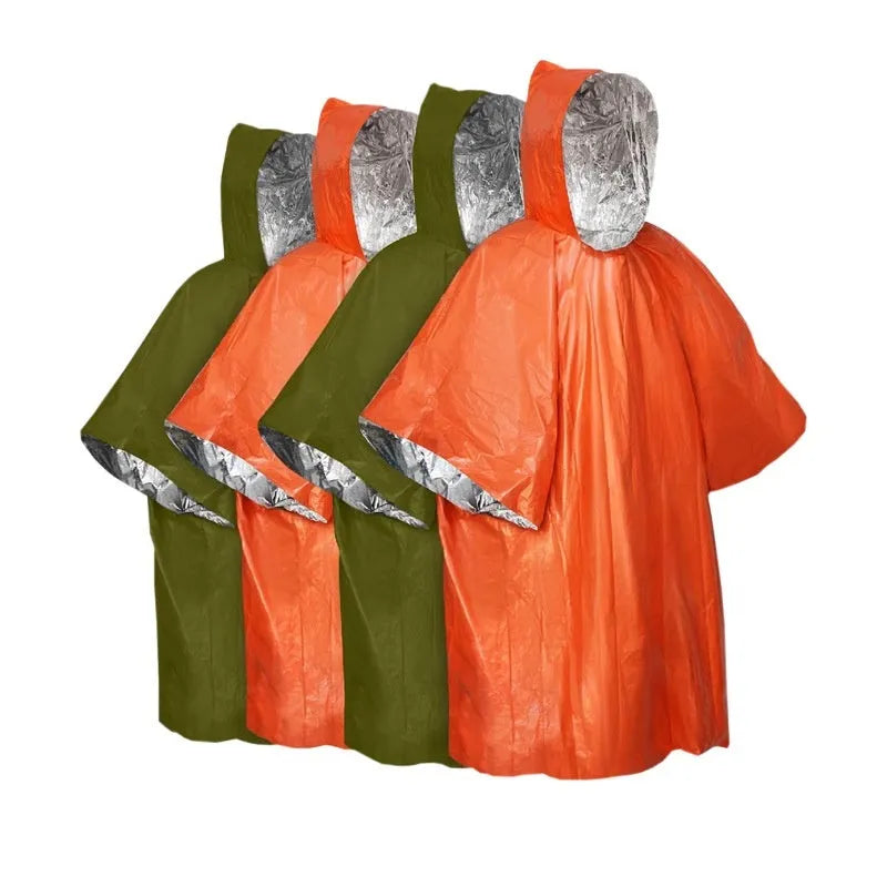 Marathon Wild Cross-country Raincoat laid flat showing Orange and Army Green colour options