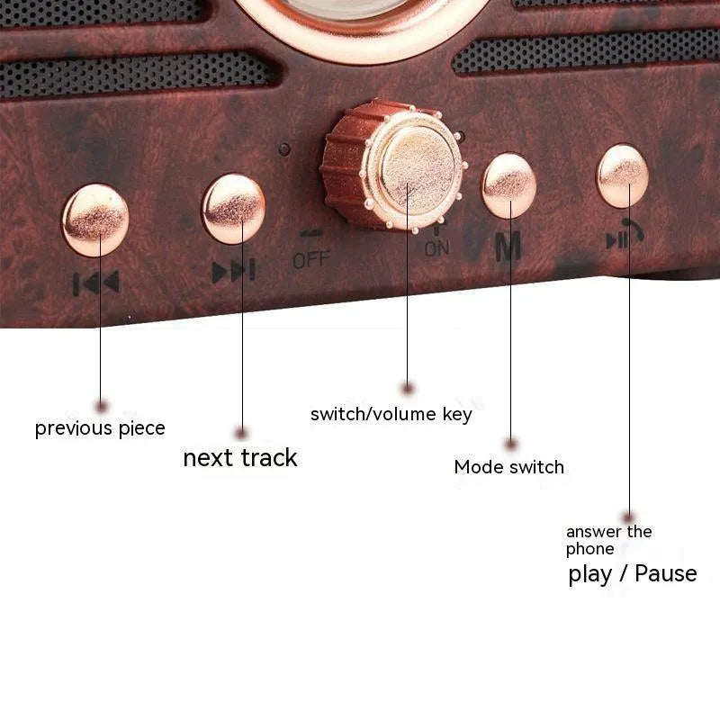 Portable rechargeable stereo dual channel radio with pointer tuning, USB interface, and built-in speaker, 190x95x67mm