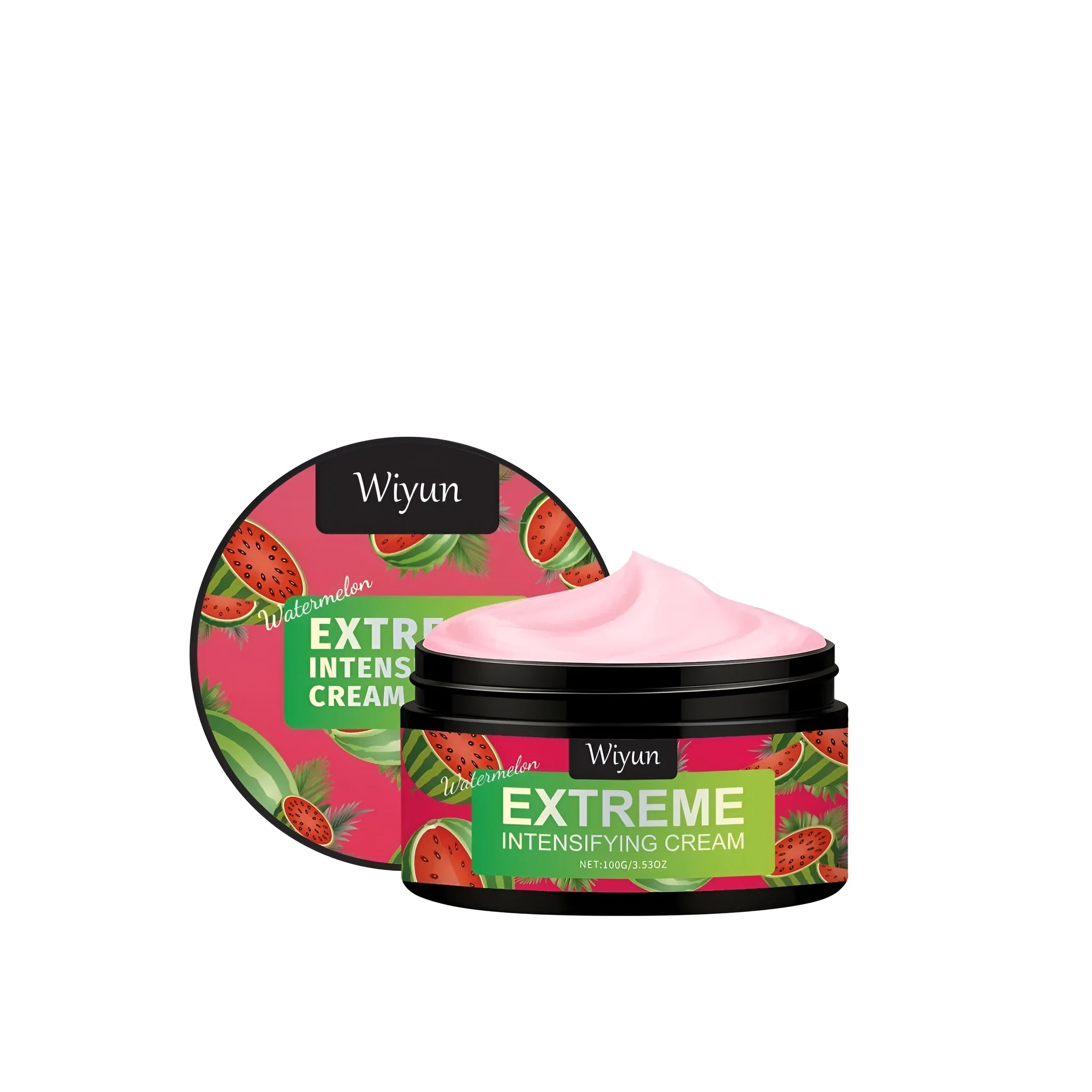 Jar of Watermelon Extreme Intensifying Cream gel, 100g, with watermelon seed oil.