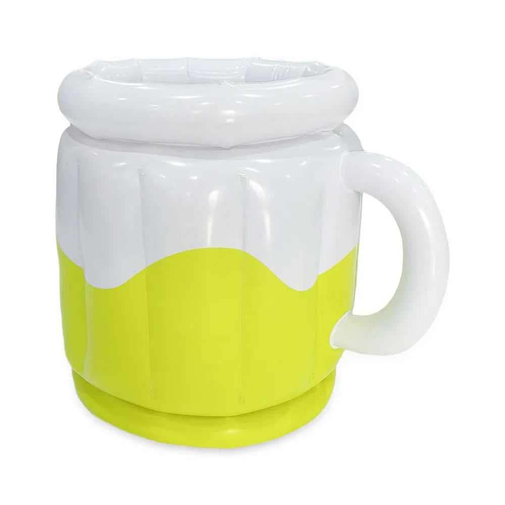 Yellow inflatable PVC ice bucket with beer steins design for outdoor parties and events