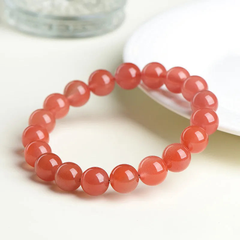 Natural South red cherry red agate bracelet with polished beads in six available sizes