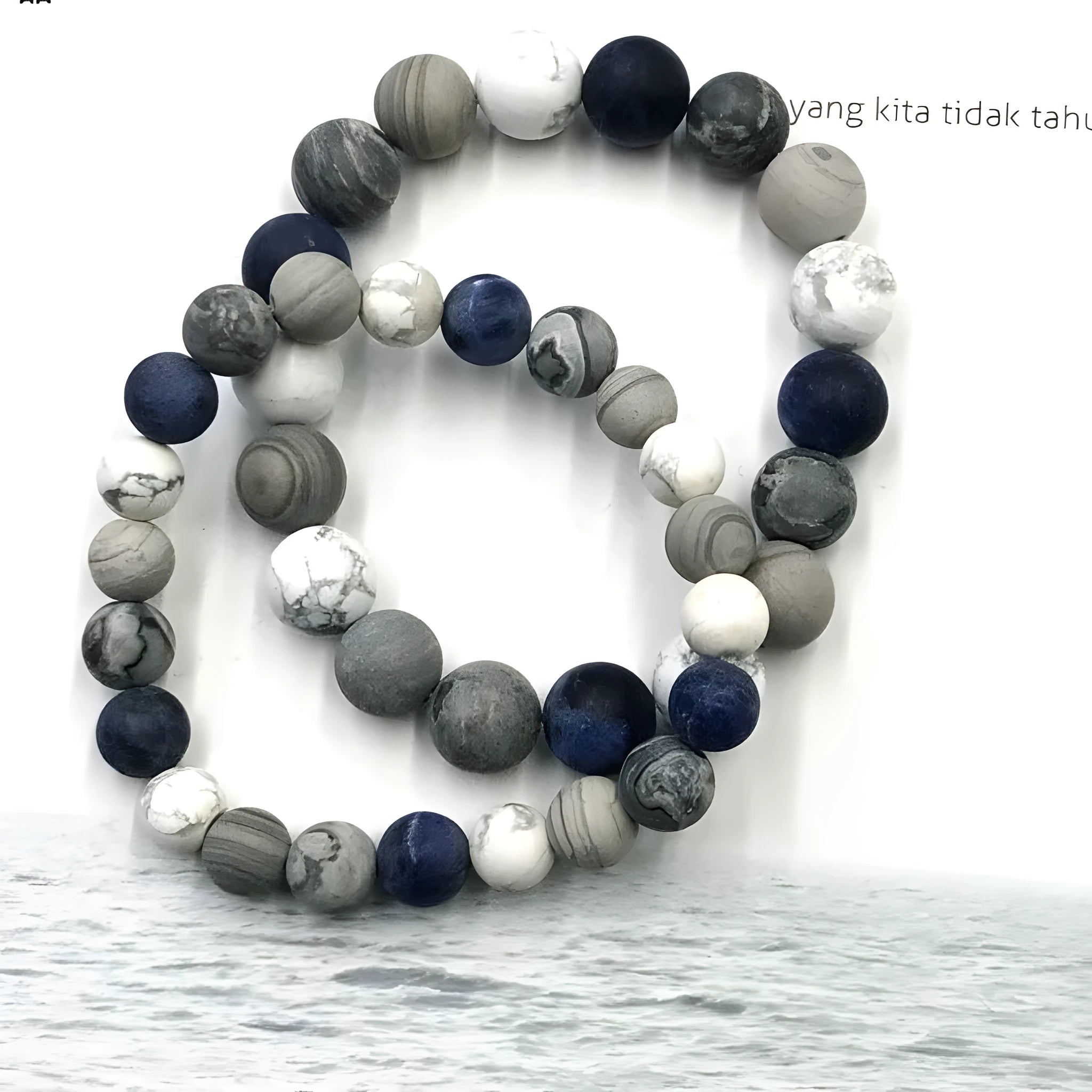 Handmade planet stone starry bracelet in U-shape with natural beads