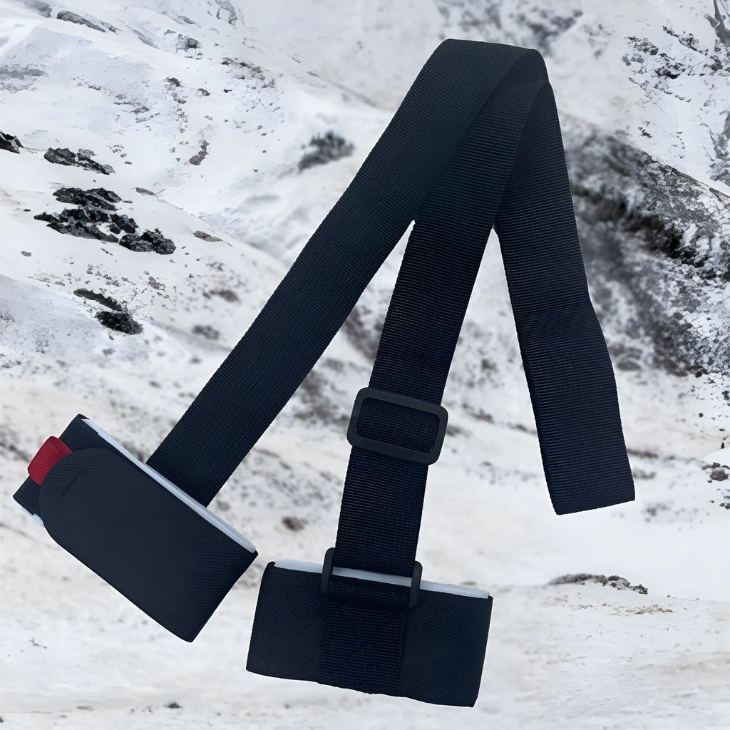 Skiing bandage strap with hook and loop fastening and adjustable sled design in multiple colours