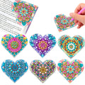 Six handmade PU leather bookmarks with crystal flower corners in modern style