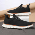 Men's grey and black casual sneakers with mesh fabric upper and round toe design