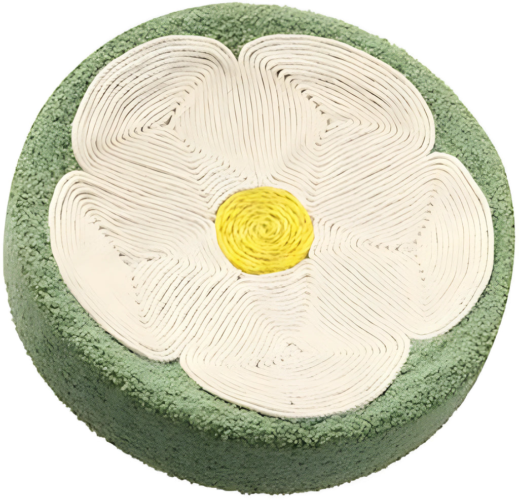 Green round sisal cat scratcher bowl lounge bed with a deep bowl shape for scratching and sleeping.